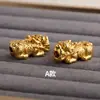 Prata Esterlina S925 Pixiu 3D Banhado a Ouro Método Antigo Cristal Dourado Acessórios para Pulseira Colar Pingente DIY Charme Enfeites Acessórios