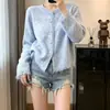 Novedad Otoño 2026 Estilo Dulce Suave Tejido Cárdigan de Manga Larga para Mujer con Botones de Perla Adelgazante Versátil Top Casual