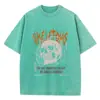 Camisetas de Algodón Lavado de Comercio Exterior con Cuellos Redondos de Canalé Entrelazado, Ropa Vieja en Negro, Azul, Verde, Verde Militar y Rosa