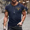 Nueva Estación Independiente de Amazon Nueva Tendencia Urbana Casual Europea y Americana Impresión Digital 3D Cuello Redondo Camiseta de Manga Corta para Hombre