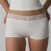 Ropa Interior de Encaje de Algodón SKIM Kardashian Europea y Americana ins Algodón Puro Encaje Color Sólido Pantalones Cortos de Cintura Alta para Mujer