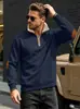 Moletom Masculino Quente Casual de Manga Longa com Zíper Meio e Gola Alta, Patchwork Bordado, Estilo Retrô Europeu e Americano, Outono e Inverno, Transfronteiriço Amazon