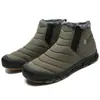 Botas de nieve para hombre, de invierno, con forro polar, gruesas, cálidas, de algodón, de caña media, para exteriores, para hombre y mujer, botas cortas sin cordones