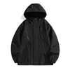 Chaqueta impermeable y cortavientos para exteriores de ajuste holgado con capucha para mujer, ropa de talla grande para mujer, chaqueta para hombre