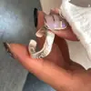 Anel Liso em Prata de Lei S925 Anel com Flor Escovada e Zircônia Anel Aberto para Dedo Indicador Feminino de Nicho Alto Padrão Não Desbota Atacado