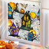 Xcbl082 Adhesivo Decorativo de Vidrio para Ventana de Halloween Transfronterizo Calabaza Lápida Murciélago Castillo Adhesivo Electrostático para Vidrio