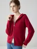 Cárdigan de punto de cachemira con capucha y cremallera, tejido de panal, para mujer, Otoño/Invierno 2026, Engrosado, Cálido, Holgado, Abrigo Suéter