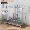 Estante Móvil para Mopa de Acero Inoxidable Almacenamiento de Baño Drenaje Utensilios Estante para Mopas Extraíble Montado en Pared De Pie