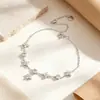 Pulseira de Prata de Lei S925 Trevo de Quatro Folhas com Zircônia para Mulheres, Luxo Leve, Alto Padrão, Design Exclusivo, Joias de Trevo de Quatro Folhas