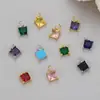 Lujo ligero moda transfronteriza DIY accesorios para joyería colgante de piedra de nacimiento cuadrada circonita collar pulsera accesorio charm