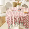 Toalha de Mesa Redonda Impermeável e à Prova de Óleo Xadrez Fresca e Simples, Toalha de Mesa PVC Resistente ao Calor Estilo Novo, Protetor de Superfície de Mesa de Centro