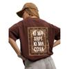 Estilo europeo y americano personalidad nicho retro ins 100% algodón manga corta moda nacional estilo americano estampado holgado estilo perezoso camiseta para mujer