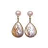 Aretes de Perlas Zhuji para Mujer, Perlas Barrocas Alienígenas Naturales de Agua Dulce, Aretes Colgantes Distintivos Coloridos Rosas y Morados