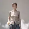 Diseño Nicho de Novia Perezosa Manga de Campana Lana de Morera Tejido de Punto Acanalado Cárdigan para Mujer Otoño Nuevo Estilo 5865