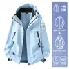 Jaqueta esportiva outdoor três em um Tecyun masculina para outono/primavera, à prova de vento e resistente à água, adequada para caminhadas e viagens