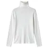 Suéter de punto elástico, ajustado, de cuello alto con cuello de volantes, mangas largas, tejido de canalé, perfecto como capa interior o capa base, top para mujer