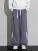 Pantalones Finos de Verano 2026 para Hombre, Pantalones Casuales de Pierna Ancha Estilo Americano a Rayas, Secado Rápido Deportivos Holgados Pierna Recta Marca de Moda Pantalones Largos