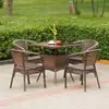 Silla de Ratán Juego de Tres Piezas Mesa de Té y Sillas para Balcón Combinación Cenador Mesa y Sillas de Exterior Patio Balcón Silla de Ocio Mesa y Sillas de Exterior