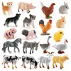Mesa de areia de mesa infantil Modelo de animal mini fazenda vaca ovelha coelho cachorro frango pato ganso estático sólido enfeites