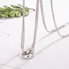 Nuevo Collar Doble Capa con Colgante Entrelazado Cadena para Clavícula de Mujer Accesorios de Lujo Ligero de Nicho Tendencia de Diseño de Nicho