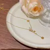Joias de Cruzamento Europeias e Americanas Moda Exquisita Nicho Pingente Corrente de Clavícula Não Desbota Ouro 18K Aço Titânio Acessórios de Colar para Mulheres