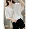 Camisa de Gasa con Mangas Acampanadas Estilo Nuevo 2026 para Mujer, Top Elegante Adelgazante Holgado Talla Extra que Oculta el Vientre
