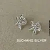 Pendientes de Flor Tridimensionales de Plata de Ley S925 para Mujer, Pendientes de Gama Alta Estilo Coreano Ins Exquisitos de Nicho