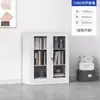 Estantería de acero con veta de madera, vitrina modular con puerta de cristal para el hogar, estudio u oficina, adecuada para almacenar documentos