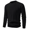 Suéter Masculino Gola Redonda Listras Verticais Tricô Vazado Outono/Inverno 2026 Camisa Básica Texturizada de Manga Longa Business Casual