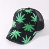 Boné de rede Trucker, boné de pesca, boné de beisebol com estampa de folha de bordo e esponja para homens e mulheres, chapéu de língua de pato para o verão com rede para-sol
