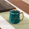 Taza de Té de Cerámica, Taza de Té Kung Fu, Taza de Preparación con Separación de Té y Agua, Taza de Oficina con Tapa y Filtro, Artículo de Regalo