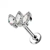 Brincos de Titânio F136 Trevo Zircônia G23 Liga de Titânio Studs para Lábio com Rosca Interna Studs para Cartilagem da Orelha Joias para Piercing