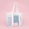 Bolsa de praia de malha de poliéster oca, bolsa de lavagem de viagem de grande capacidade, bolsa de armazenamento para natação, bolsa de praia de malha minimalista