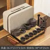 Set de Té Kung Fu de Viaje de Arena Púrpura Set Pequeño Bolsa Portátil Tetera Simple para el Hogar Regalo para Exteriores Logo