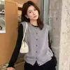 Chaleco Cárdigan de Punto con Cuello Redondo, Capa de Lana Cepillada, Suéter Abrigo de Punto para Mujer, Otoño, Estilo Nuevo