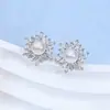 Conjunto de Brincos, Anel, Pingente, Colar de Pérolas Naturais de Água Doce, Design de Zircônia Floco de Neve, Atacado de Joias de Luxo