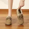 Zapatos de Algodón con Piel Cálida para Exteriores de Moda Francesa 2026 Invierno Nuevos Mocasines Slip-on Suela Suave Con Plus Terciopelo Zapatos Birkenstock