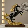 Figura de Caballo Estilo Vintage Negro y Dorado Transfronteriza para Aperturas de Negocios Exitosas, Adecuada para Decoración de Sala de Estar, Oficina, Escritorio y Gabinete de Vino