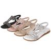 Zapatos Planos Estilo Nuevo 2024 para Mujer, Estilo Étnico Bohemio, Pedrería Floral, Cómodos y Versátiles, Zapatos de Mujer con Punta Abierta, Tacón Plano