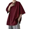 Camiseta de manga corta color vino para hombre, verano, estilo americano, retro de secundaria, marca de moda, versátil, cómoda, para pareja, joven, camiseta de media manga