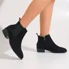 Botines Chelsea de Gamuza Esmerilada Estilo Europeo para Mujer, Tacón Bajo, Elástico Lateral, Caña Corta, Adelgazantes, Versátiles, Cremallera Lateral, Botas Martin