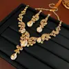Aretes Cuadrados con Incrustaciones de Diamantes, Collar, Retro, Elegante, Exquisito, Cadena de Clavícula a la Moda, Lujo Ligero, Set de Joyería de Alta Gama