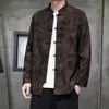 2026 Estilo Chinês Primavera e Outono Masculino Retrô Botão de Sapo Jaqueta Traje Tang Novo Chinês Gola Alta Jacquard Casaco Casual