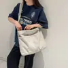 Bolsa Transversal Grande Capacidade Estilo Japonês para Casal, Bolsa Tote de Lona Simples Casual Relaxada, Bolsa de Ombro Leve Tendência para Viagem