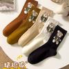 Calcetines para Mujer Otoño e Invierno Oso Lindo Dibujos Animados Media Caña Jacquard Deportivos Algodón Exterior Medias