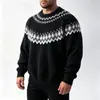 2026 transfronterizo europeo y americano otoño e invierno nuevo suéter de punto jacquard de cuello redondo para hombre tejido de punto talla grande casual camisa base