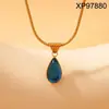Colar Zircônia Colorida de Luxo Leve para Mulheres, Pingente Gota Banhado a Ouro em Aço Titânio, Corrente para Clavícula, Joia da Moda e Versátil Estilo Europeu e Americano
