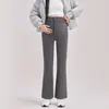Calças pantalona de maternidade para outono e inverno, calças boca de sino elásticas que afinam para mães grávidas, para formato pera, alongam as pernas, calças casuais para sair