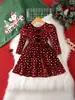 Vestido Nuevo de Invierno para Niñas con Estampado de Estrellas Navideñas 2025