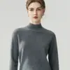 Suéter de Cashmere 100% Puro Novo Outono/Inverno para Mulheres, Gola Alta Meia, Solto, Emagrecedor, Top Base de Tricô